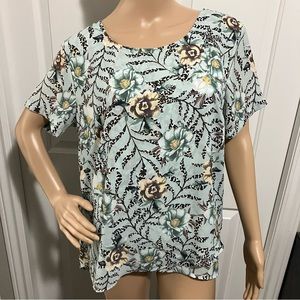 Northern Reflections | Blue floral short sleeve blouse